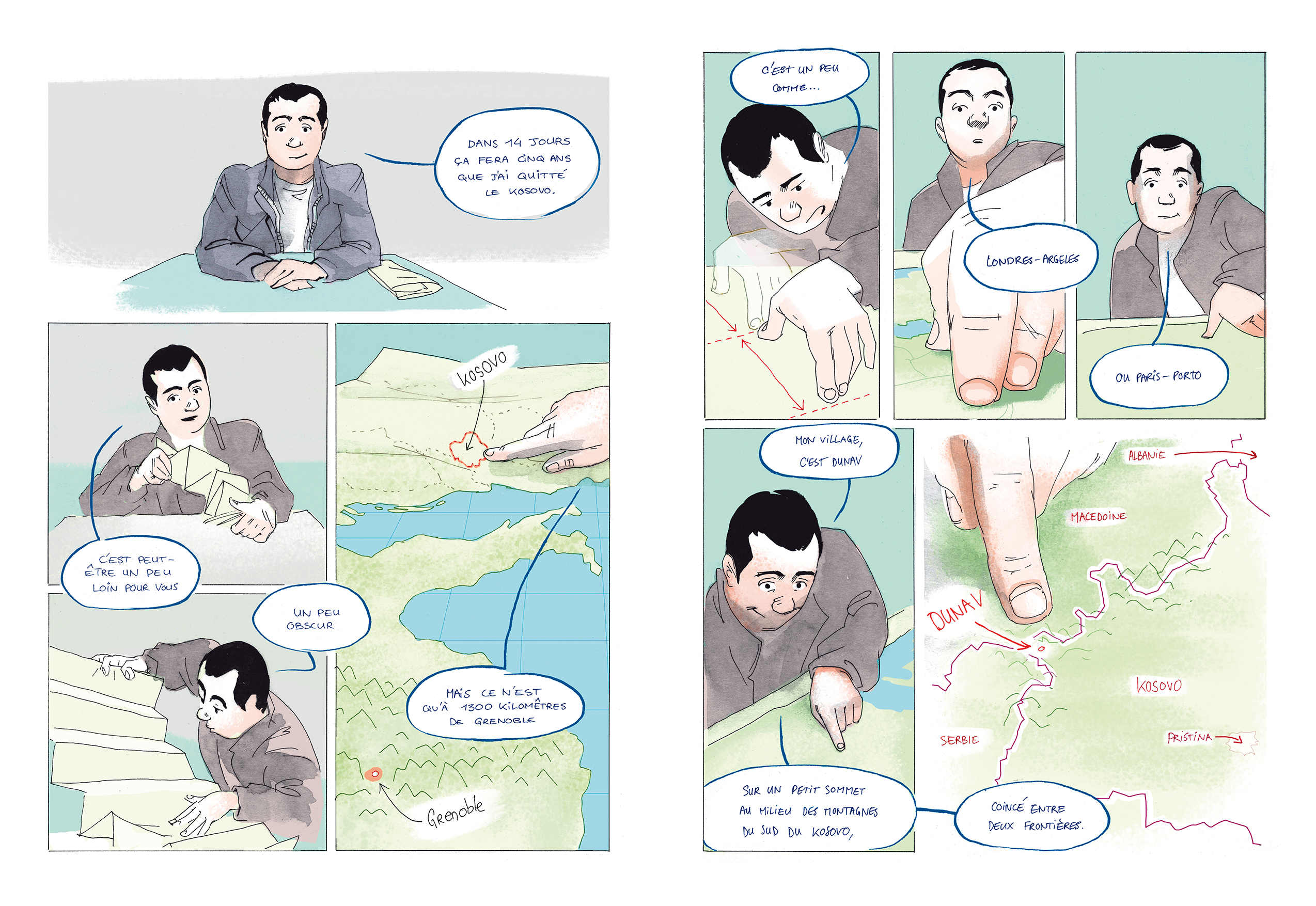 reportage bande dessinée sur le kosovo et l'immigration des jeunes.