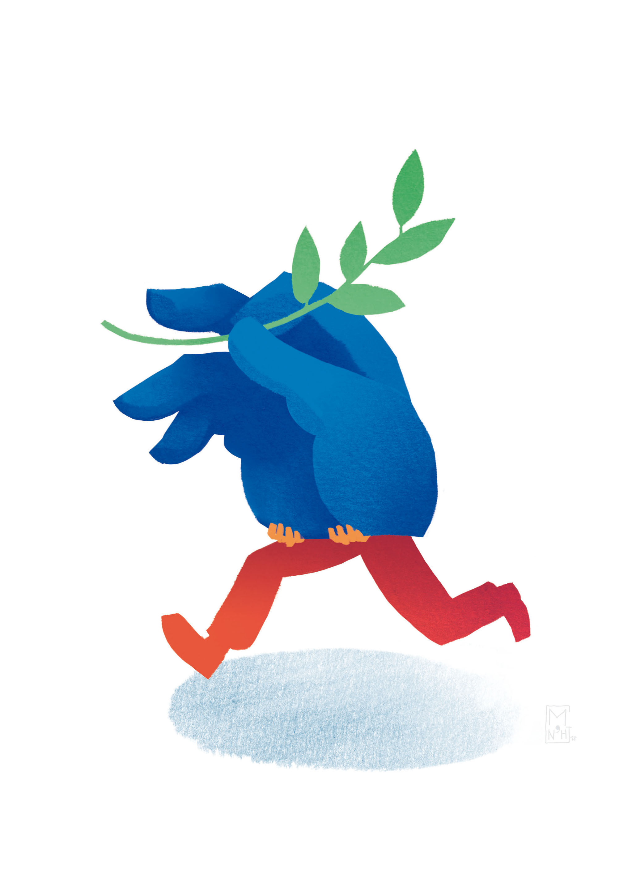 illustration de presse symbolique, non-violence et quartier populaire.