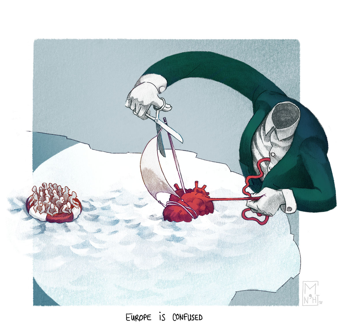 Illustration de presse, politique, satire.